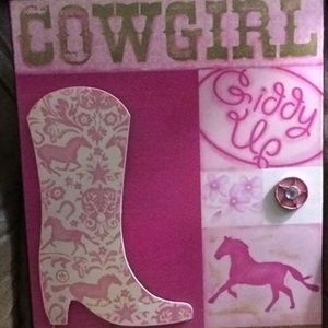 Cowgirl Tin Sign Decor